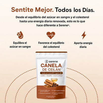 Canela de Ceilán 7200 mg equivalente con aceite MCT