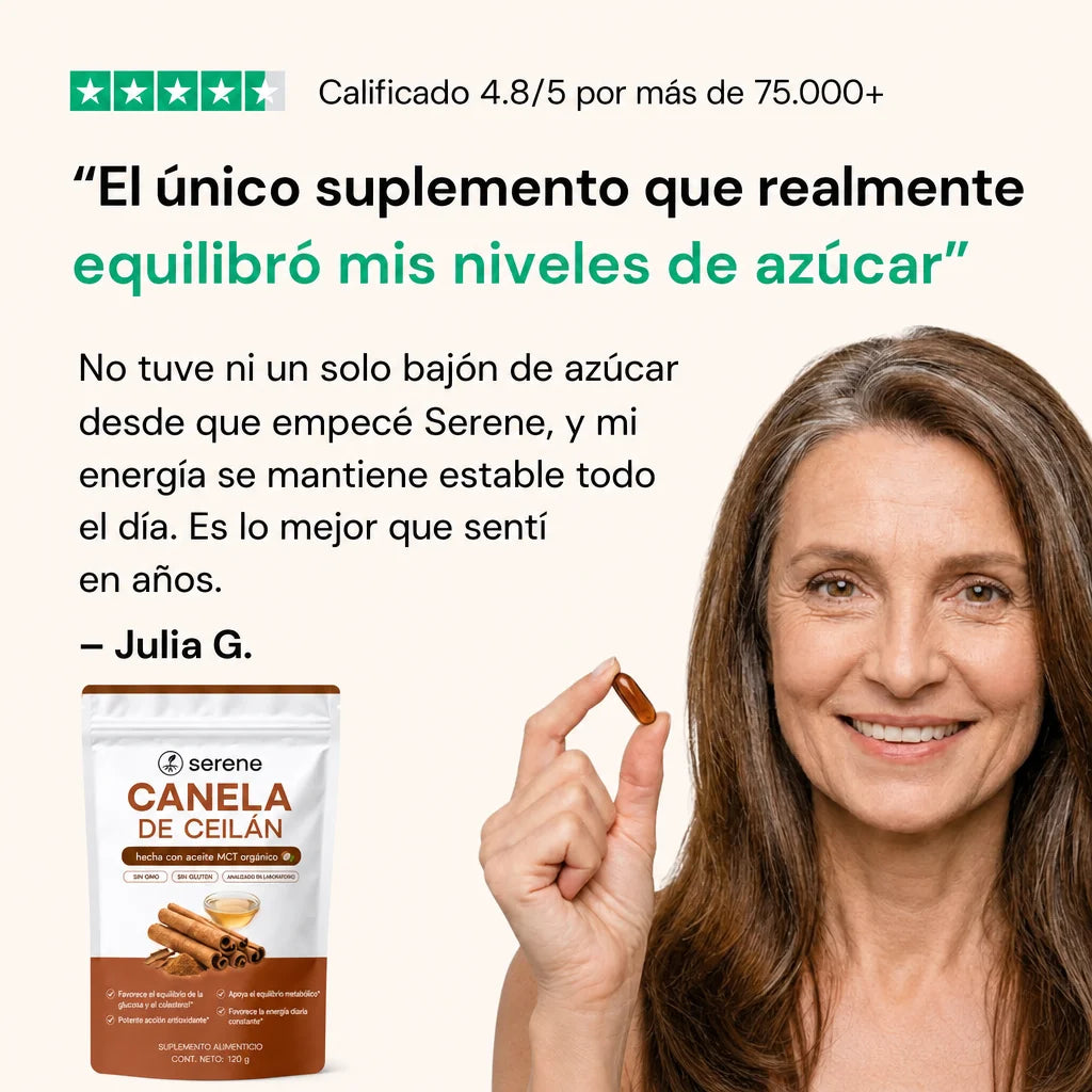 Canela de Ceilán 7200 mg equivalente con aceite MCT